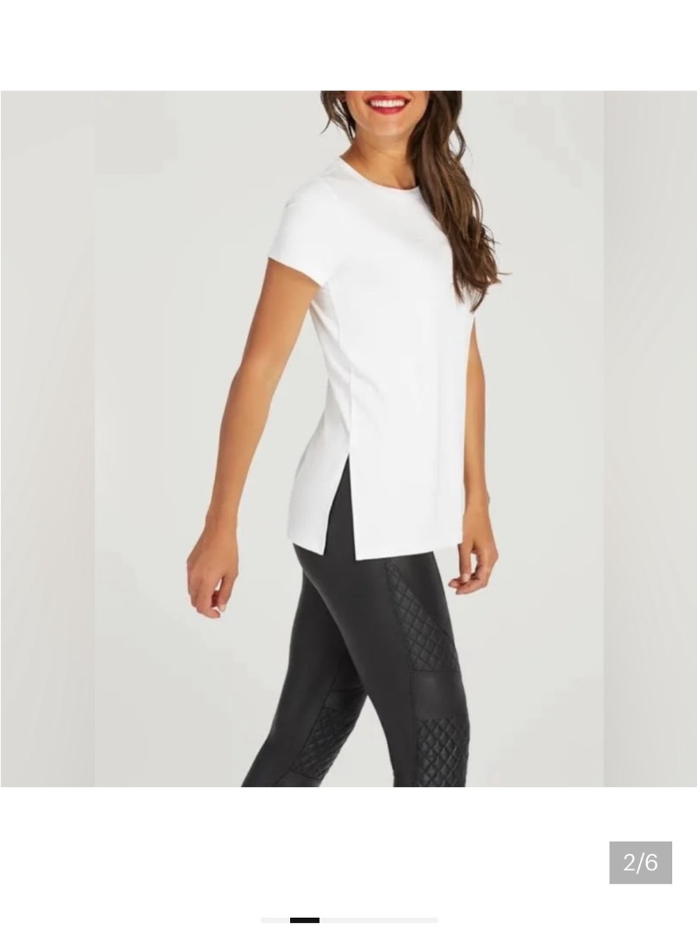 Spanx White Short-Sleeve Side-Slit Tee